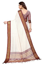 Vamika Weaving White Cotton Silk Saree (DEVAL MAROON) - Distacart