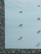 House of Panchhi Teal Net Semi stitched Mirror and Coding Work Lehenga Choli