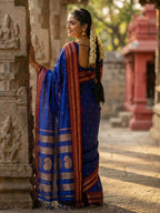Anaita D Blue Silk Woven Saree With Blouse - Distacart