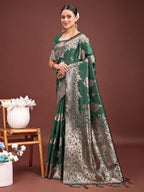 Anaita D Green Banarasi Silk Woven Work Saree With Blouse - Distacart