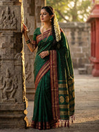 Anaita D Green Silk Woven Saree With Blouse - Distacart