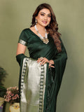 Anaita D Green Zari Weaving Work Satin Silk Saree With Blouse - Distacart