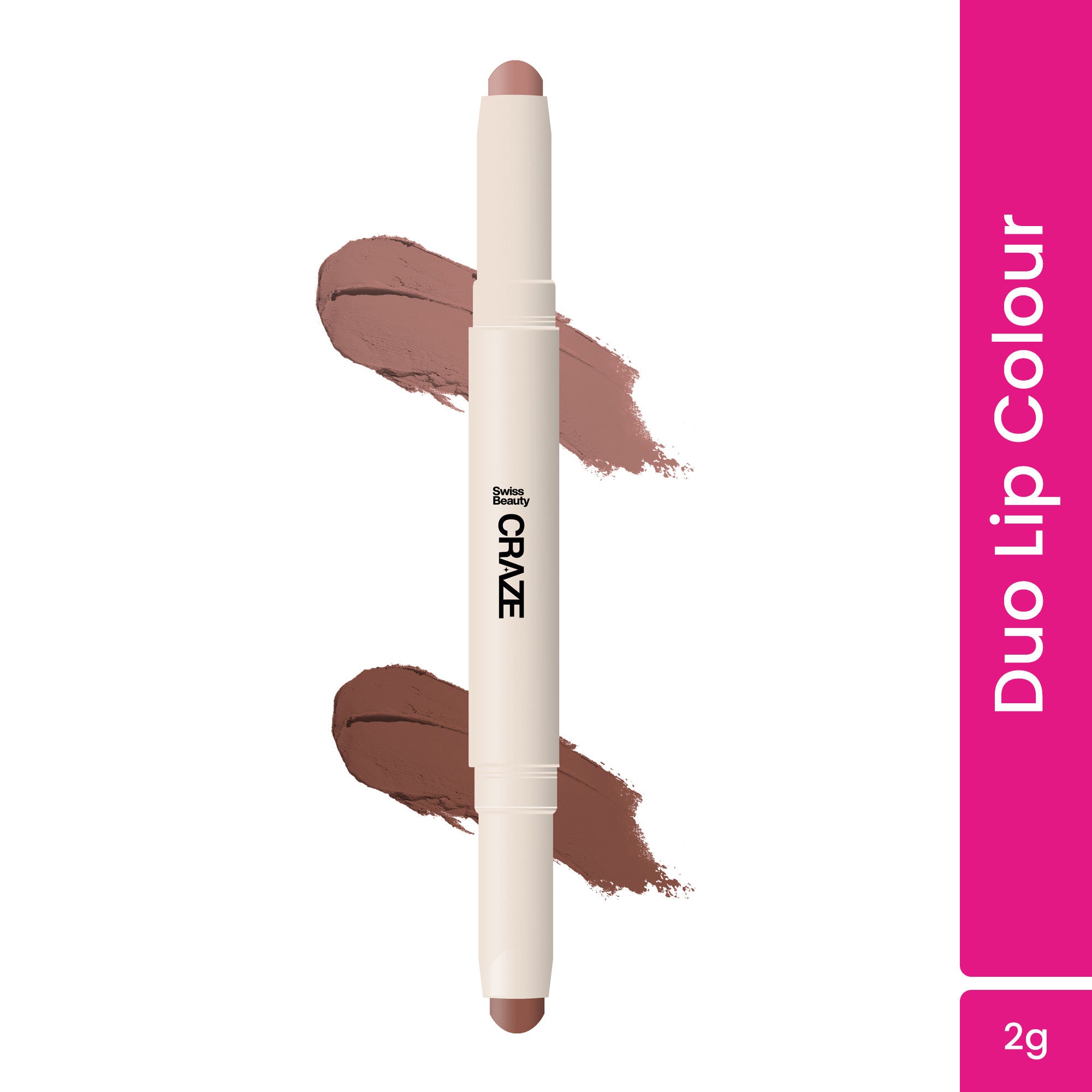 Swiss Beauty CRAZE Duo 2 In 1 Satin Matte Finish Lipstick Non-Transfer Lip Colour - 03 Choco Spice