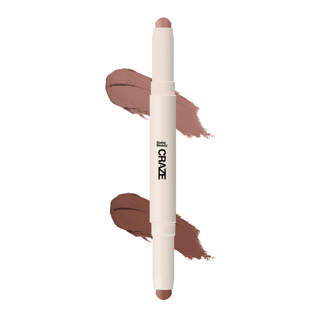 Swiss Beauty CRAZE Duo 2 In 1 Satin Matte Finish Lipstick Non-Transfer Lip Colour - 03 Choco Spice - Distacart