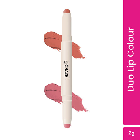 Swiss Beauty CRAZE Duo 2 In 1 Satin Matte Finish Lipstick Non-Transfer Lip Colour - 05 Peach Me Pink