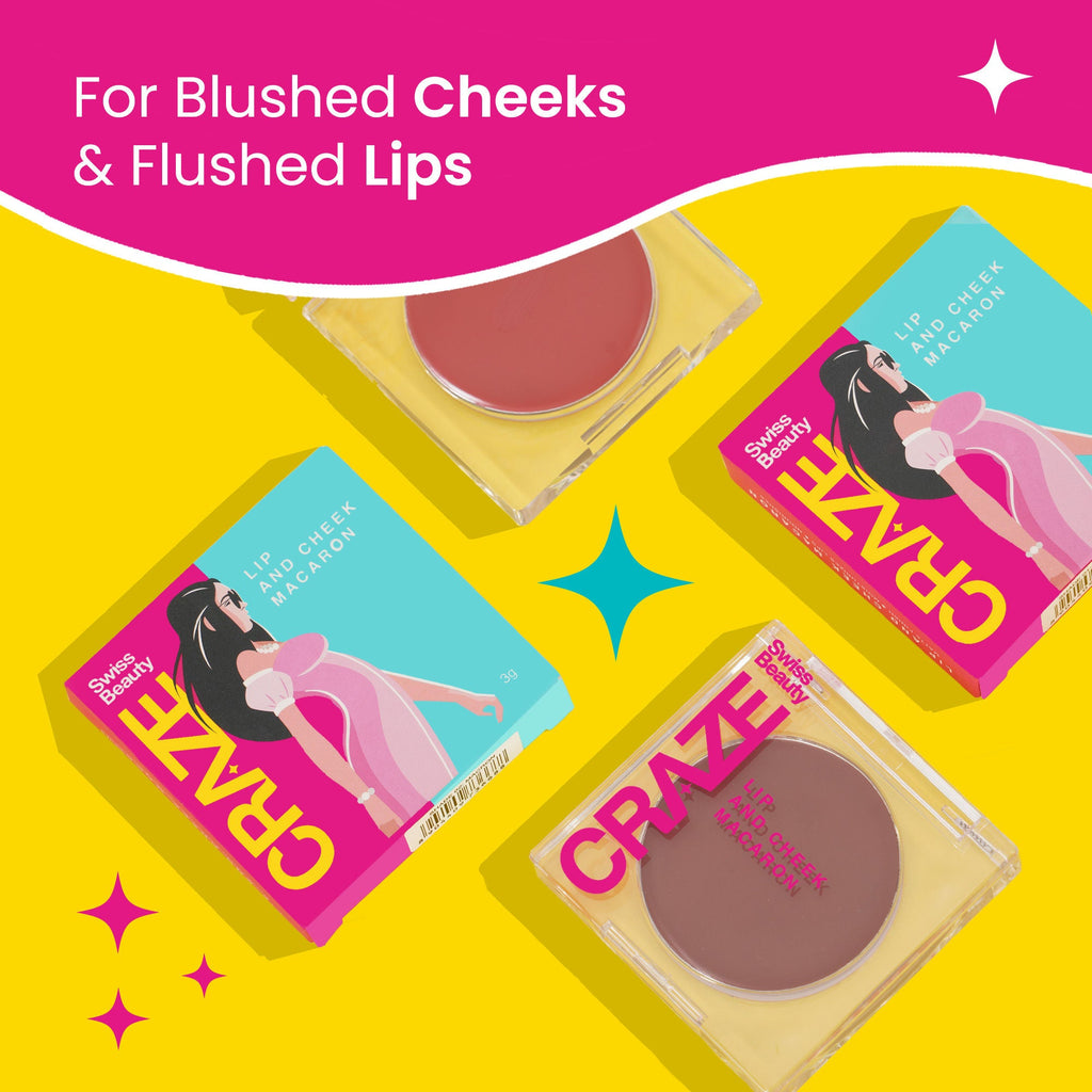 Swiss Beauty CRAZE Lip & Cheek Macaron With Vitamin E And Olive Oil - 02 Macron - Distacart