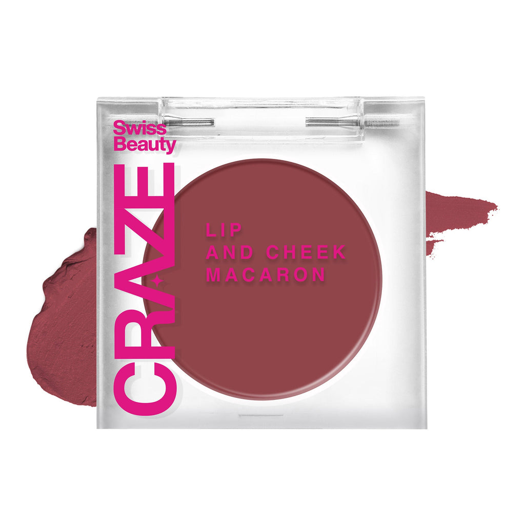 Swiss Beauty CRAZE Lip & Cheek Macaron With Vitamin E And Olive Oil - 05 Strawberry - Distacart