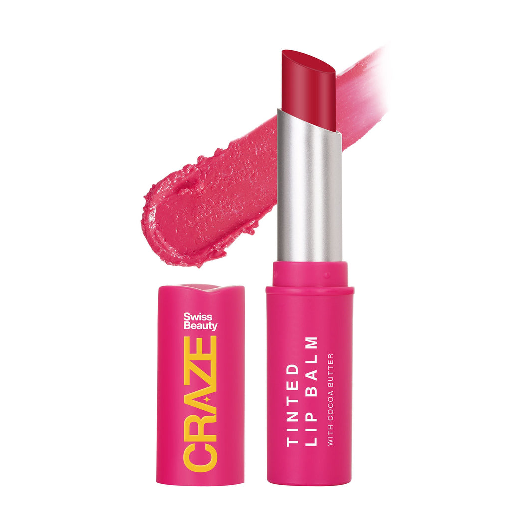Swiss Beauty CRAZE Tinted Weightless Sheer Coverage Lip Balm With Cocoa Butter - 02 Sugar Rose - Distacart