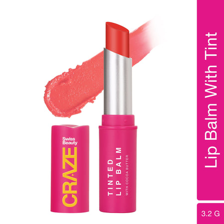Swiss Beauty CRAZE Tinted Weightless Sheer Coverage Lip Balm With Cocoa Butter - 03 Cherry Crush