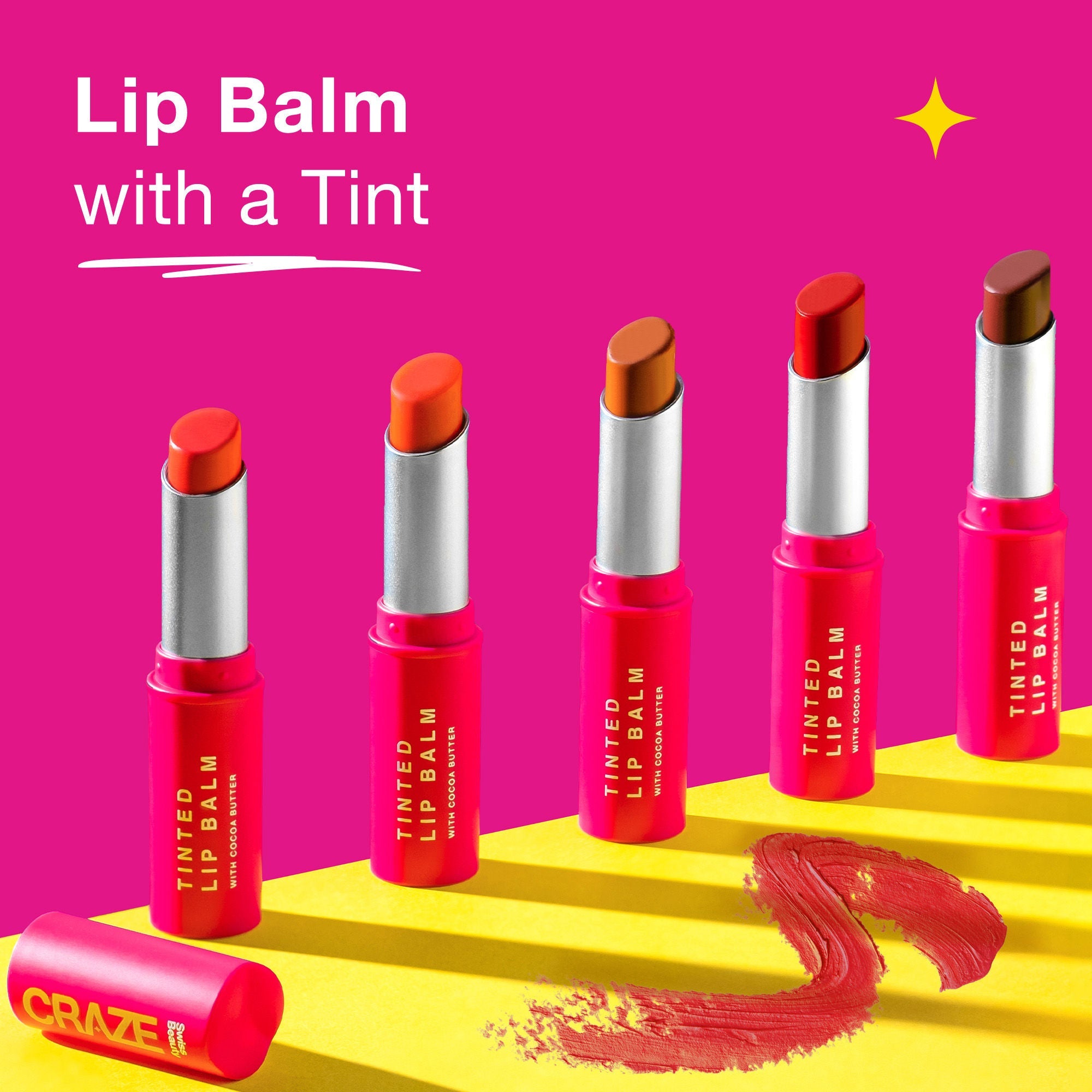 Swiss Beauty CRAZE Tinted Weightless Sheer Coverage Lip Balm With Cocoa Butter - 03 Cherry Crush - Distacart