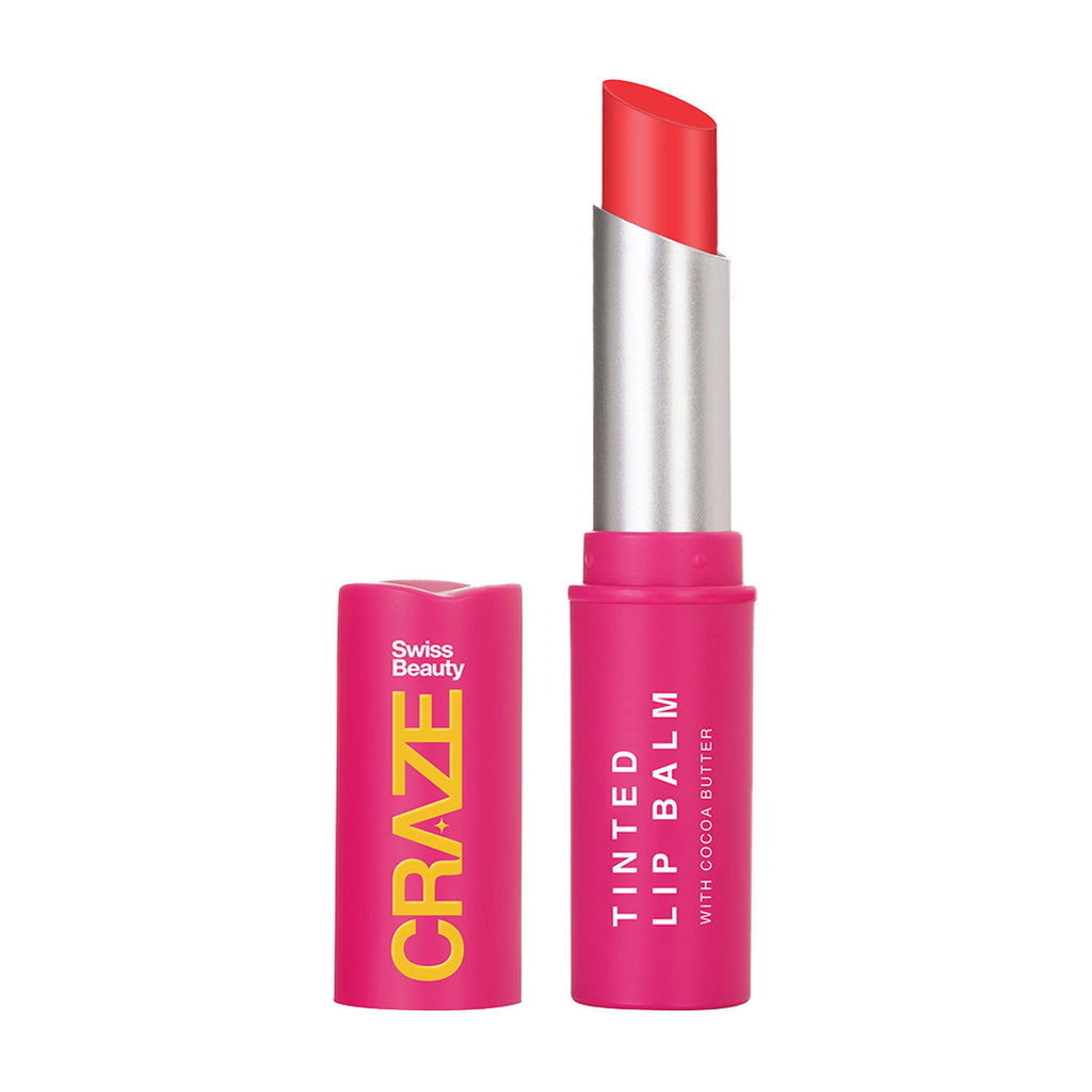 Swiss Beauty CRAZE Tinted Weightless Sheer Coverage Lip Balm With Cocoa Butter - 04 Coral Pink - Distacart