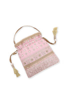 Masq Pink & Gold-Toned Embellished Potli Clutch - Distacart