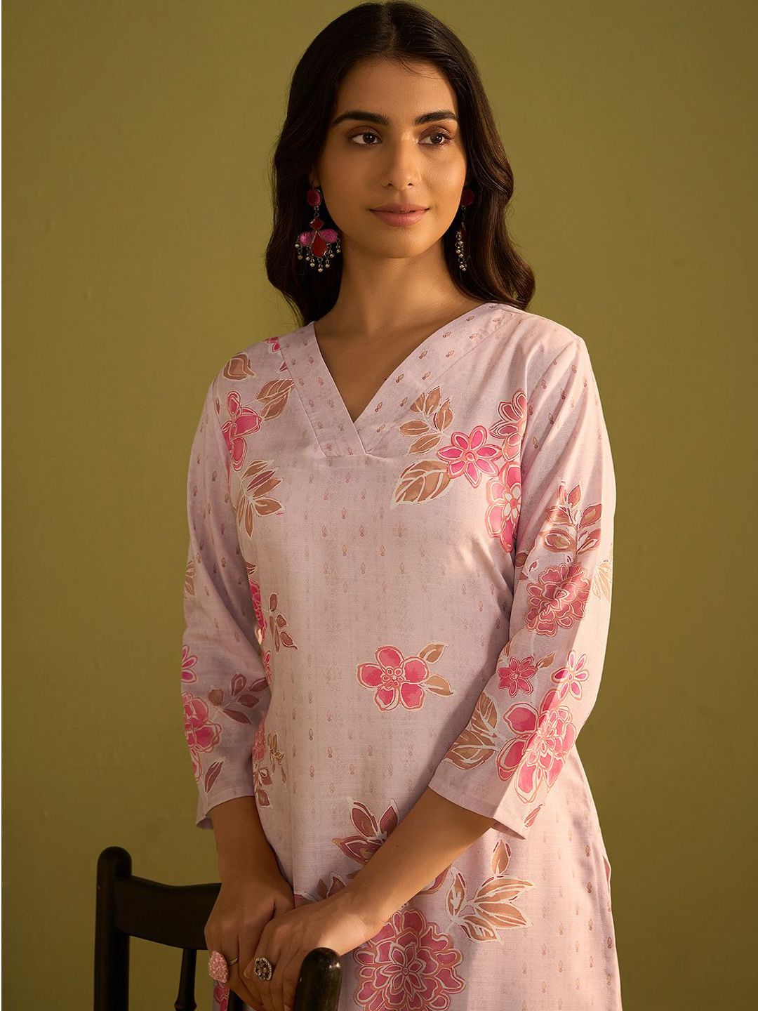 Indo Era Women Floral Printed Regular Kurta with Trousers - Distacart