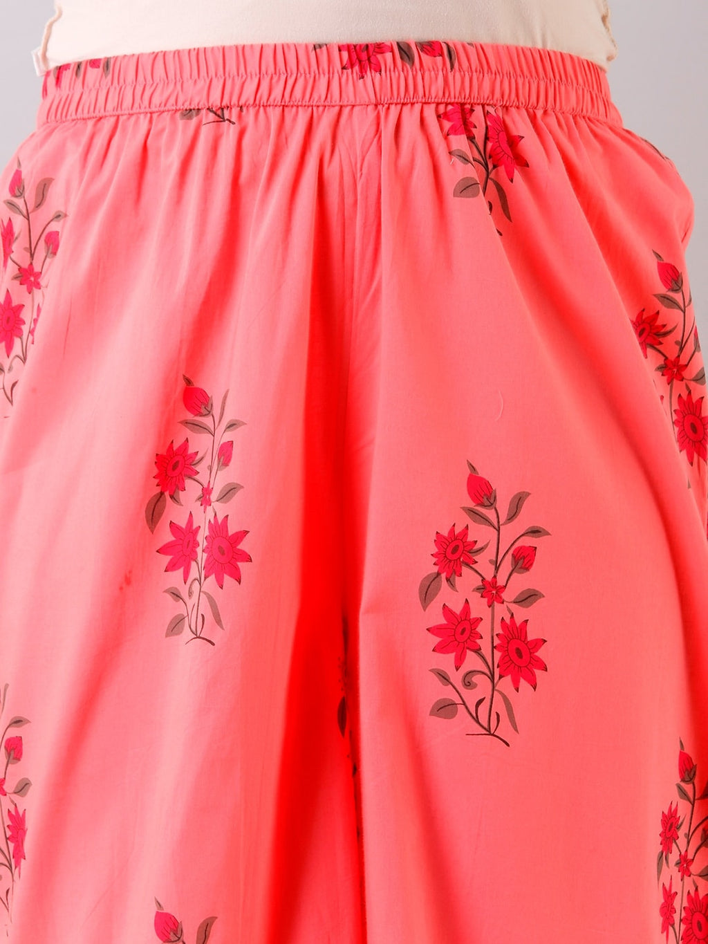 HERE&NOW Floral Printed Gotta Patti Regular Kurta with Palazzos