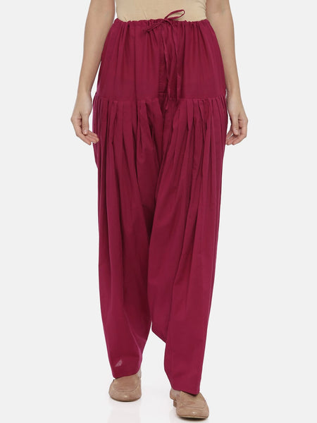 Souchii Maroon Solid Regular-Fit High-Rise Patiala