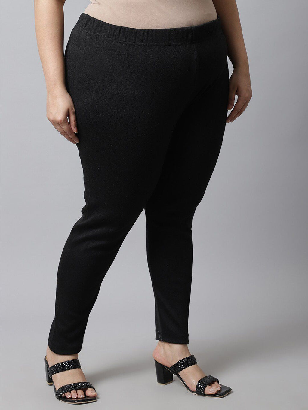 TAG 7 Women Plus size Black Solid Ankle-length Leggings
