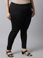 TAG 7 Women Plus size Black Solid Ankle-length Leggings