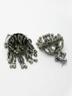 NVR Women's Silver Plated Mirror Work Oxidised Contemporary Jhumka Earrings - Distacart