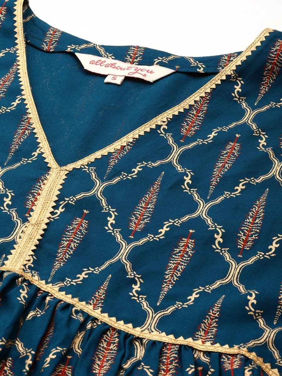 All About You Ethnic Motifs Foil Print Gotta Patti Detail Kurta with Palazzos