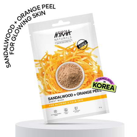 Nykaa Green Tea + Aloe Vera Sheet Mask For Hydrated Skin - Formulated in Korea - For All Skin Types - Sandalwood & Orange Peel