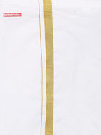 Sethukrishna Boys Cream-Coloured & Gold-Toned Shirt with Dhoti Set