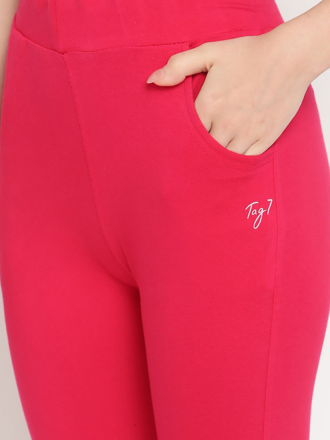 TAG 7 Women Magenta & Blue Pack of 2 Straight Fit Ankle-Length Leggings
