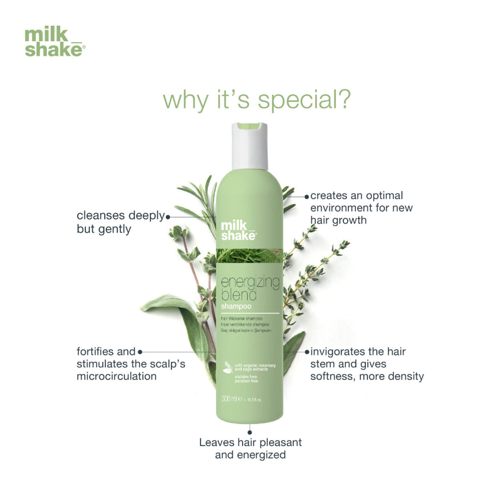 Milkshake Energizing Blend Shampoo For Hair Loss, Fine Hair With Organic Rosemary & Sage