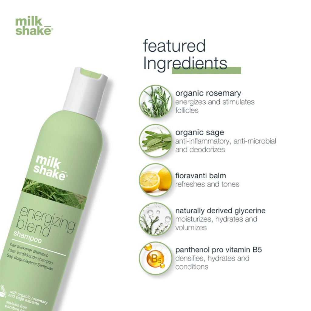 Milkshake Energizing Blend Shampoo For Hair Loss, Fine Hair With Organic Rosemary & Sage