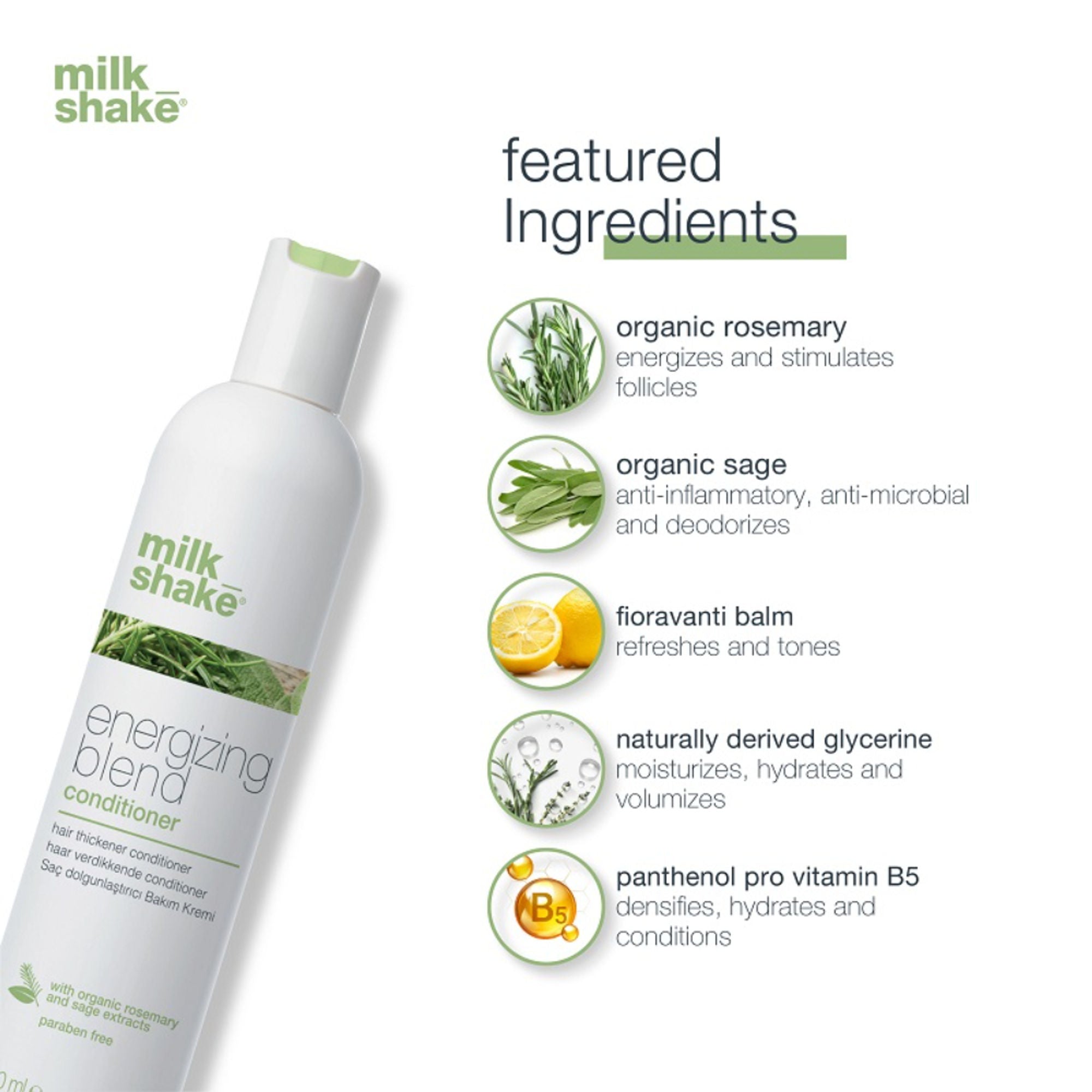 Milkshake Energizing Blend Conditioner For Hair Loss With Organic Rosemary & Sage