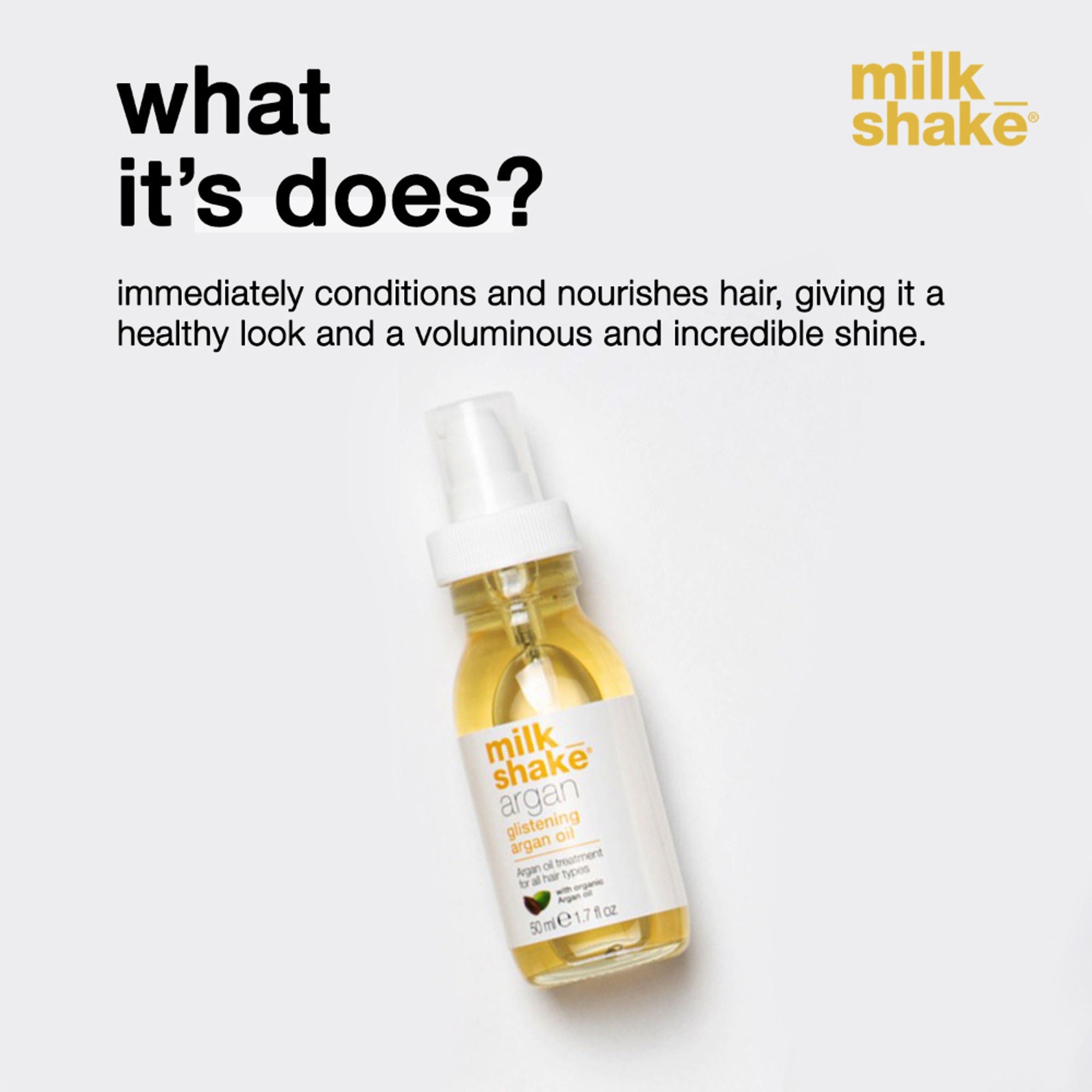 Milkshake Argan Oil For Instant Shiny & Frizz-Free Hair With Nourishment