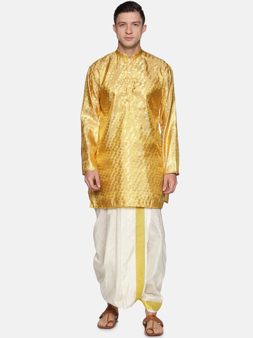Sethukrishna Men Cream-Coloured Solid Readymade Dhoti Pants - Distacart