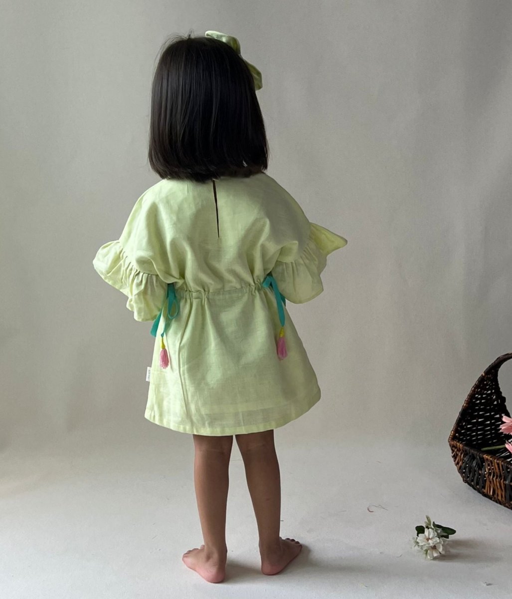 ArthLife Yellow Donuts Embroidered Dress