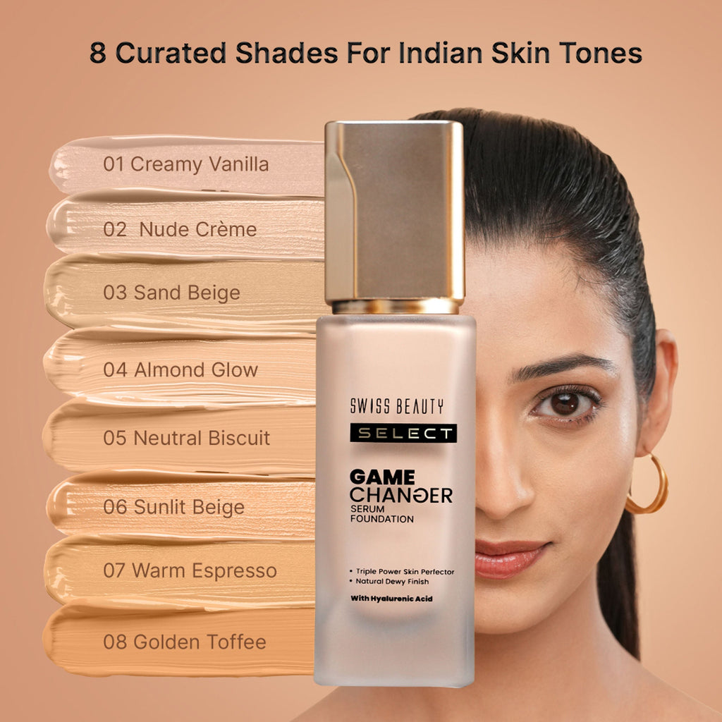Swiss Beauty Select Game Changer Serum Foundation With Natural and Dewy Finish - 5. Neutral Biscuit - Distacart