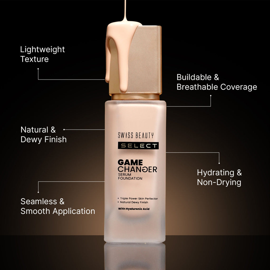 Swiss Beauty Select Game Changer Serum Foundation With Natural and Dewy Finish - 6. Sunlit Beige - Distacart