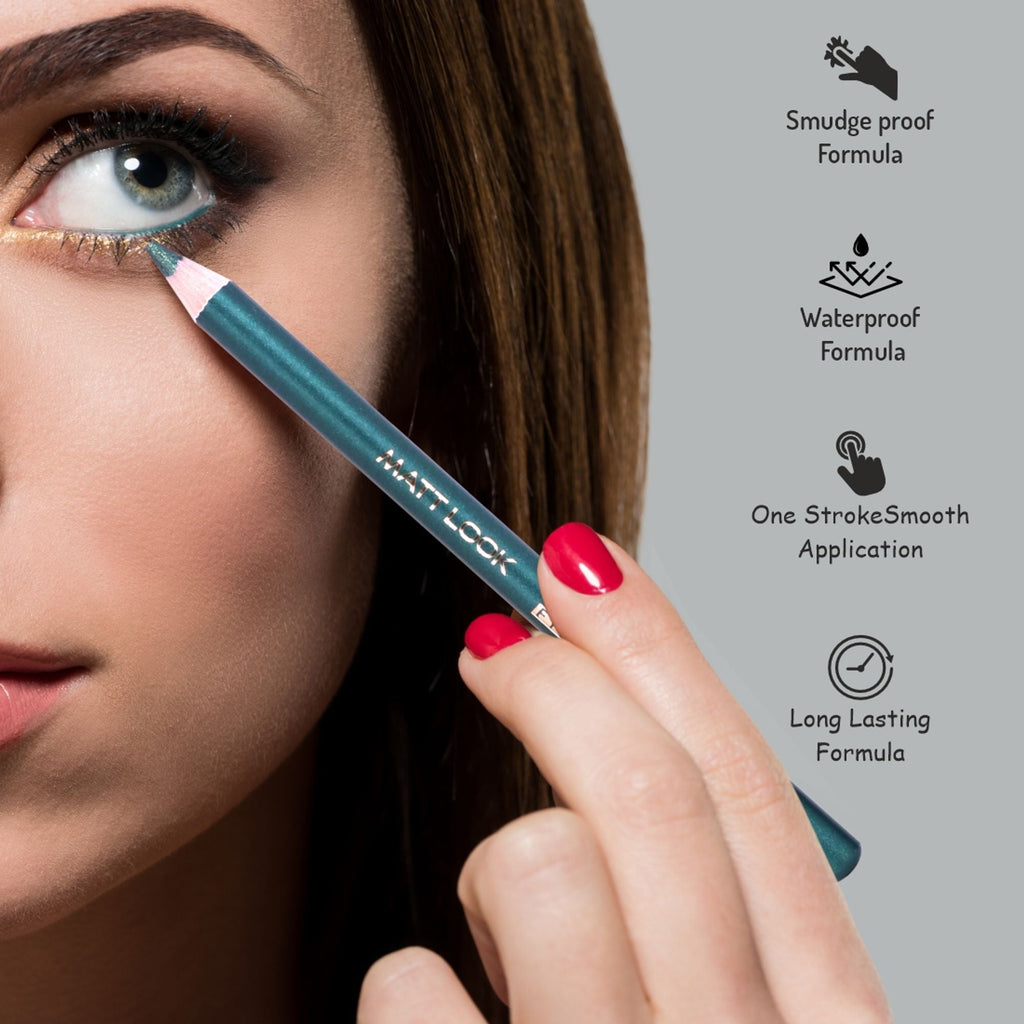Matt Look Colorite Long Lasting Smudge Proof Eye Liner Pencil - Go Green 03 - Distacart