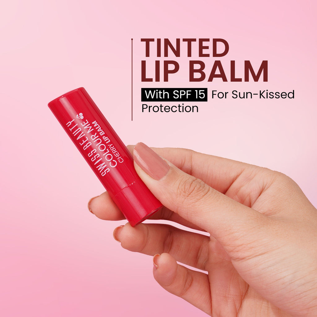 Swiss Beauty Colour Me Tinted Lip Balm For Dry With SPF 15 , Shea Butter and Vitamin E - Cherry Pop - Distacart