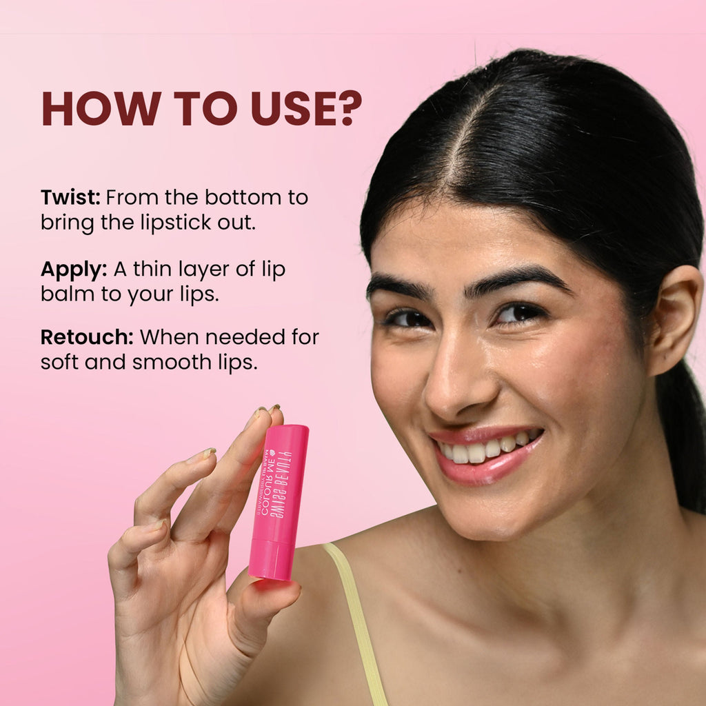 Swiss Beauty Colour Me Tinted Lip Balm For Dry With SPF 15 , Shea Butter and Vitamin E - Cherry Pop - Distacart