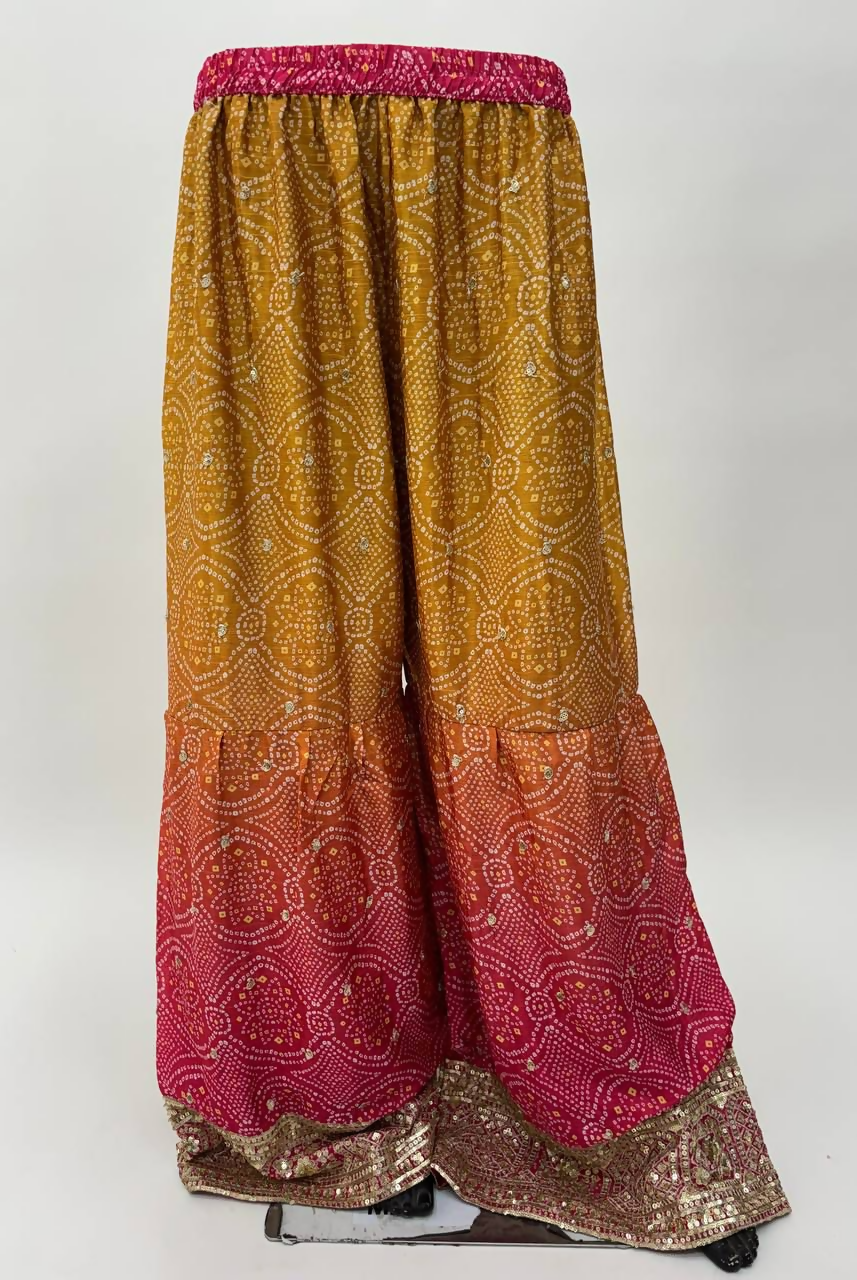 Lorenvalley Fashion Yellow and Pink Chinon Embroidery With Sequince Work Salwar Kameez Stitched