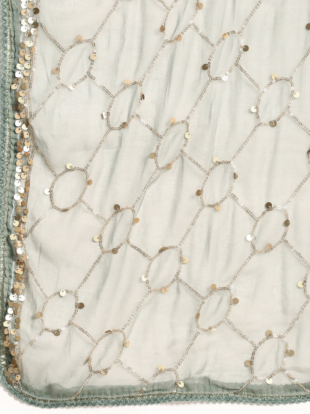 Sangria Women Grey Ethnic Motifs Embroidered Regular Sequinned Chanderi Silk Kurta with Palazzos & With