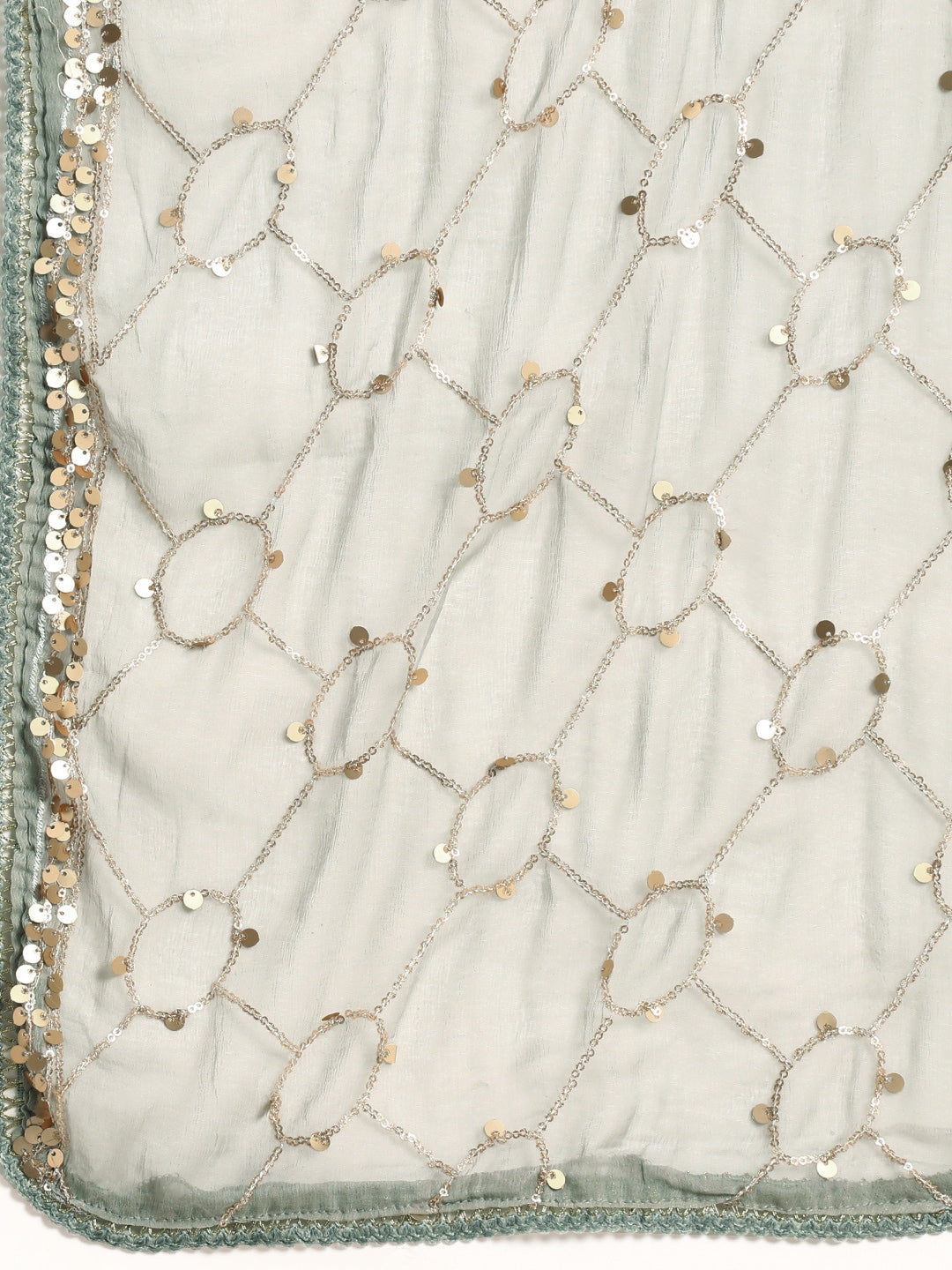 Sangria Women Grey Ethnic Motifs Embroidered Regular Sequinned Chanderi Silk Kurta with Palazzos & With