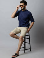 Even Apparels Navy blue Color Viscose Pure Cotton Men's Kurta With Side Placket (SLD1190) - Distacart