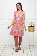 Myshka Women Multi-Floral Rayon A-Line V-Neck Kurtis - Distacart