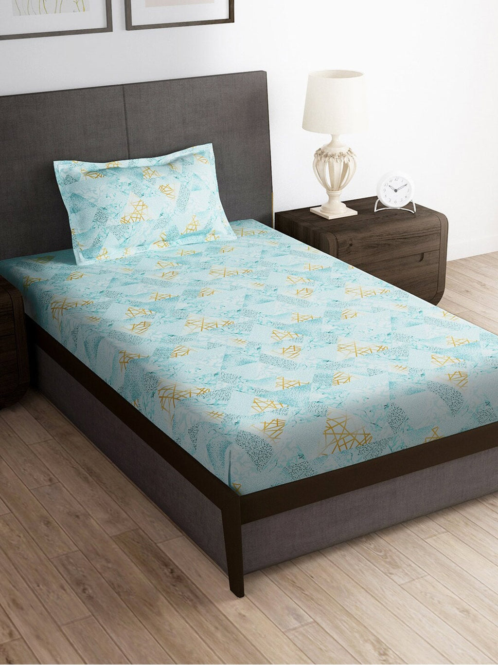 Story@home Blue & Yellow Printed Microfiber 180 TC Bedsheet With Pillow Cover - Distacart