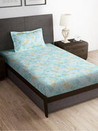 Story@home Blue & Yellow Printed Microfiber 180 TC Bedsheet With Pillow Cover - Distacart