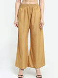 TAG 7 Women Beige Solid Flared Palazzo