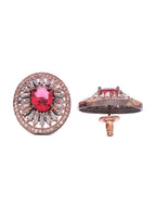 Shoshaa Rose Gold Plated & White Circular Studs - Distacart