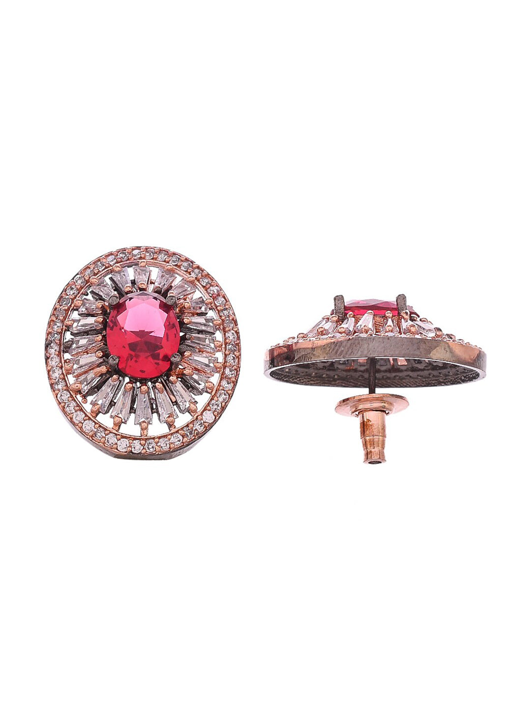 Shoshaa Rose Gold Plated & White Circular Studs - Distacart