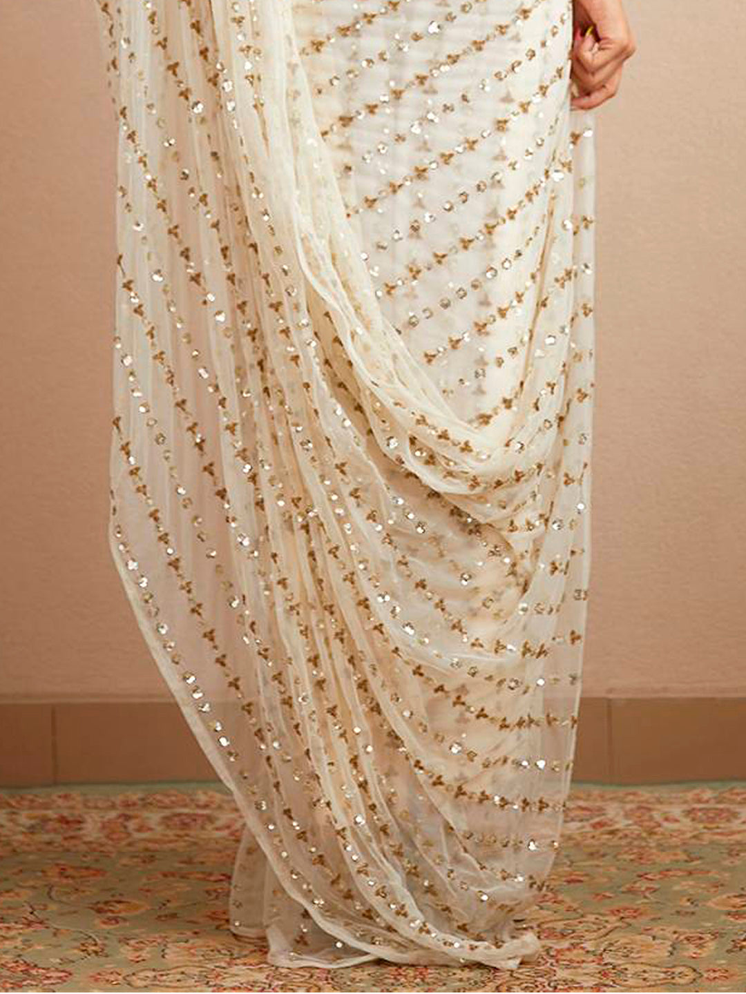 Sangria Georgette Ethnic Embellished Party Wear Saree
