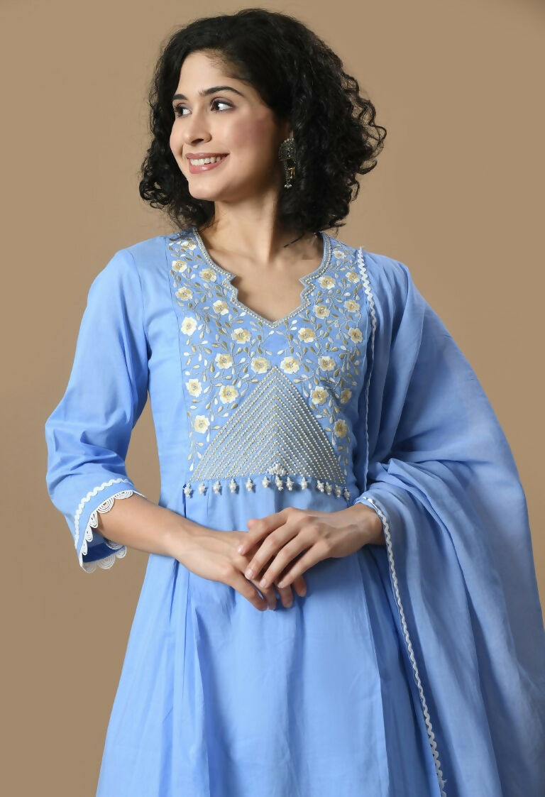 Joban Fashion L.Blue Cotton Kurta Set