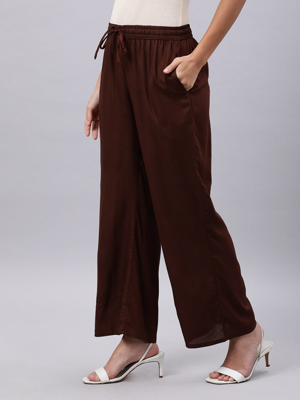 Souchii Brown Liva Ethnic Palazzos - Distacart